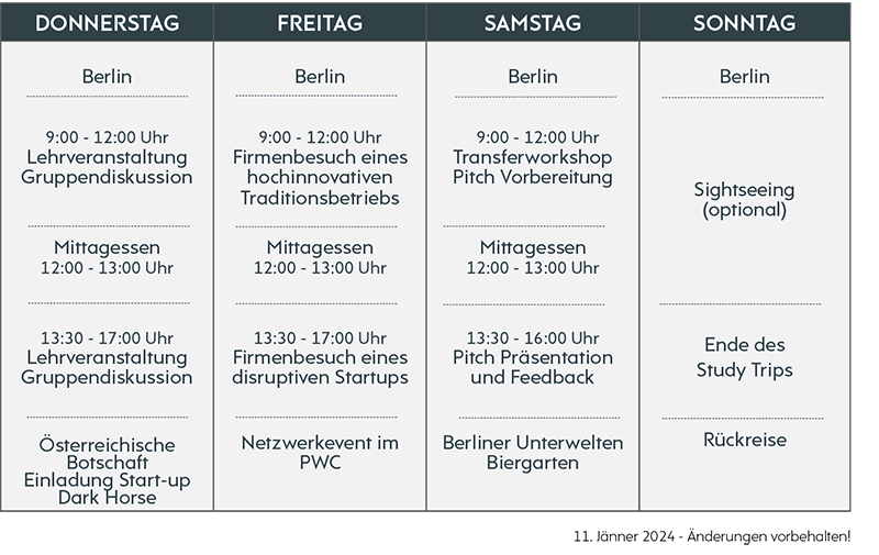 Timetable Berlin 2024